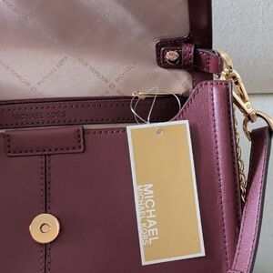 Michael Kors Plum Leather Crossbody with Gold Hardware